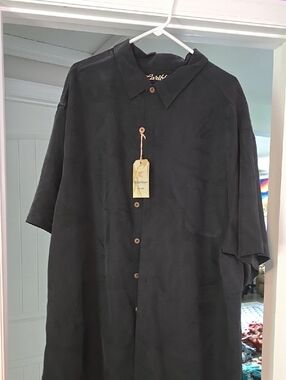 Men's Big And Tall Caribbean Black Button Down Shirt